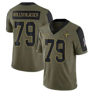 New Orleans Saints Men's Alex Wollschlaeger Limited 2021 Salute To Service Jersey - Olive