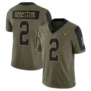 New Orleans Saints Men's Jameis Winston Limited 2021 Salute To Service Jersey - Olive
