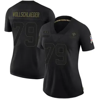 New Orleans Saints Women's Alex Wollschlaeger Limited 2020 Salute To Service Jersey - Black