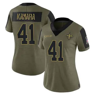 New Orleans Saints Women's Alvin Kamara Limited 2021 Salute To Service Jersey - Olive