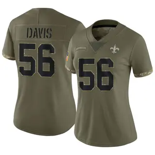 New Orleans Saints Women's Demario Davis Limited 2022 Salute To Service Jersey - Olive