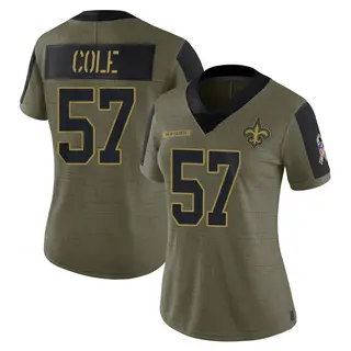 New Orleans Saints Women's Myles Cole Limited 2021 Salute To Service Jersey - Olive
