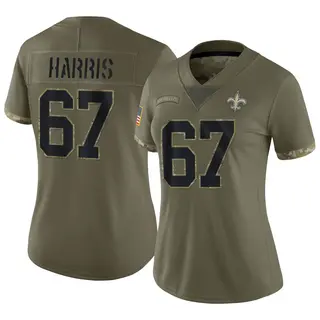 New Orleans Saints Women's Zxavian Harris Limited 2022 Salute To Service Jersey - Olive