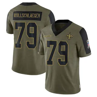 New Orleans Saints Youth Alex Wollschlaeger Limited 2021 Salute To Service Jersey - Olive