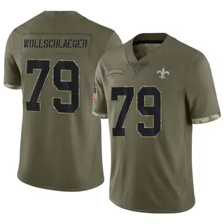 New Orleans Saints Youth Alex Wollschlaeger Limited 2022 Salute To Service Jersey - Olive