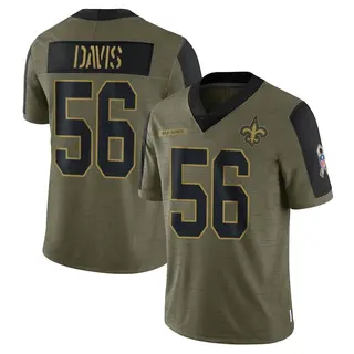 New Orleans Saints Youth Demario Davis Limited 2021 Salute To Service Jersey - Olive