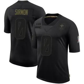 New Orleans Saints Youth Jackson Sirmon Limited 2020 Salute To Service Jersey - Black