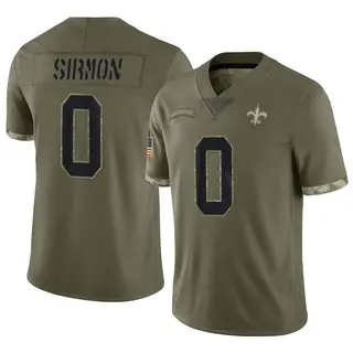 New Orleans Saints Youth Jackson Sirmon Limited 2022 Salute To Service Jersey - Olive