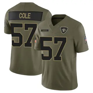 New Orleans Saints Youth Myles Cole Limited 2025 Salute to Service Jersey - Olive