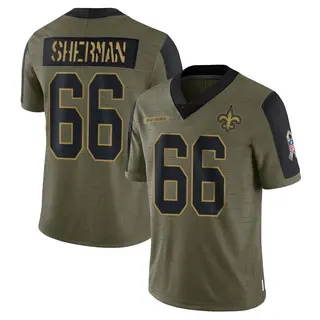 New Orleans Saints Youth Will Sherman Limited 2021 Salute To Service Jersey - Olive
