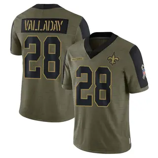 New Orleans Saints Youth Xazavian Valladay Limited 2021 Salute To Service Jersey - Olive