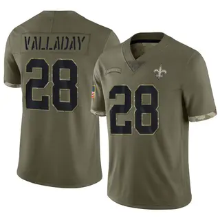 New Orleans Saints Youth Xazavian Valladay Limited 2022 Salute To Service Jersey - Olive
