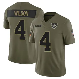 New Orleans Saints Youth Zach Wilson Limited 2025 Salute to Service Jersey - Olive