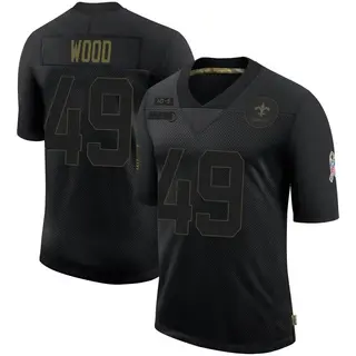 New Orleans Saints Youth Zach Wood Limited 2020 Salute To Service Jersey - Black