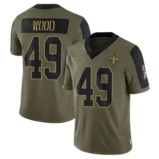New Orleans Saints Youth Zach Wood Limited 2021 Salute To Service Jersey - Olive