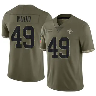 New Orleans Saints Youth Zach Wood Limited 2022 Salute To Service Jersey - Olive