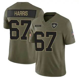 New Orleans Saints Youth Zxavian Harris Limited 2025 Salute to Service Jersey - Olive
